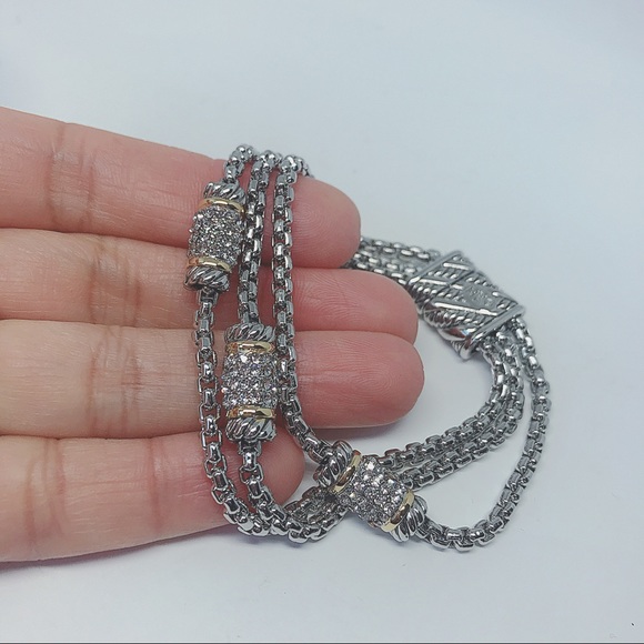 Rhodium/ 18K Gold Plated Chains Bracelet - Picture 8 of 8